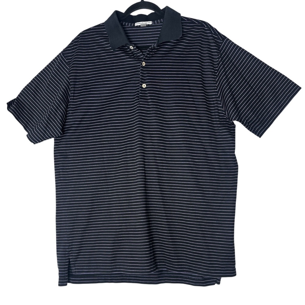 Peter Millar Polo Shirt Mens Large Striped Short Sleeve Golf Athleisure